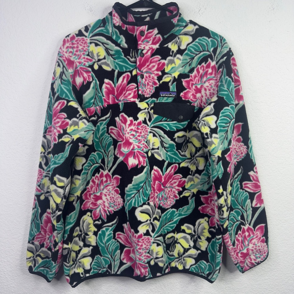 Patagonia Synchilla Snap-T Floral Fleece Pullover Womens XL Gorpcore Cottagecore